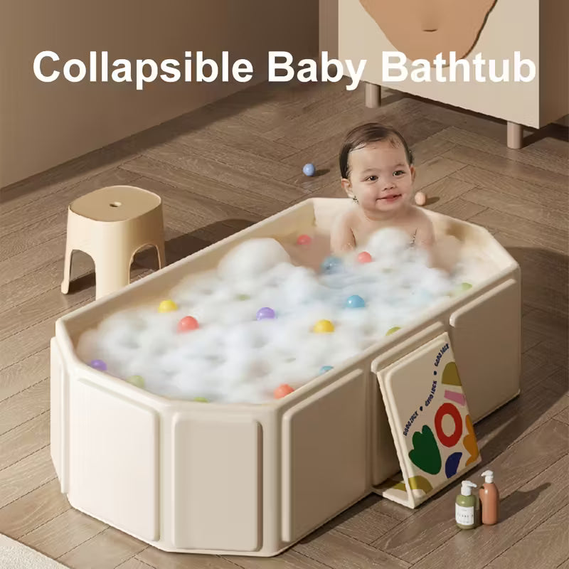 One Piece of a Collapsible Bathtub for Kids Featuring a Non-Slip Base - Sturdy