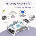 Foldable Baby Bathtub with Soft Seat & Auto-Heating Drain Plug
