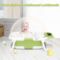 Baby Bathtub with Soft Cushion And Thermometer Portable Travel Foldable Baby Bathtub with Drain Hole Durable Foldable Baby Bath Tub Newborn to Toddler